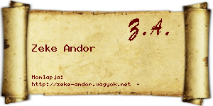 Zeke Andor névjegykártya